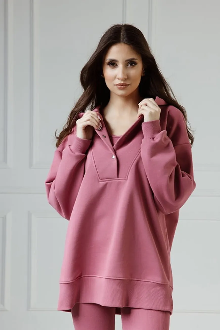 Comfort & Luxury - Bluza z kapturem oversize Avery Malaga