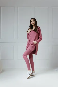 Comfort & Luxury - Długa bluza na ekspres z kapturem Layla Malaga