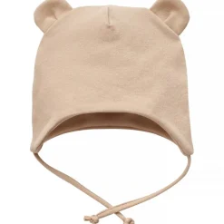 Czapka bawełniana dla niemowląt wiazana pod szyją z uszami misia Beige - Lovely Day | Pinokio