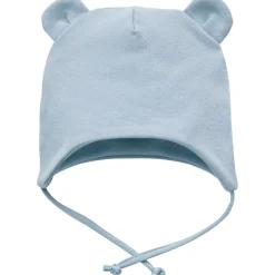 Czapka bawełniana dla niemowląt wiązana pod szyją z uszami misia Baby Blue - Lovely Day | Pinokio