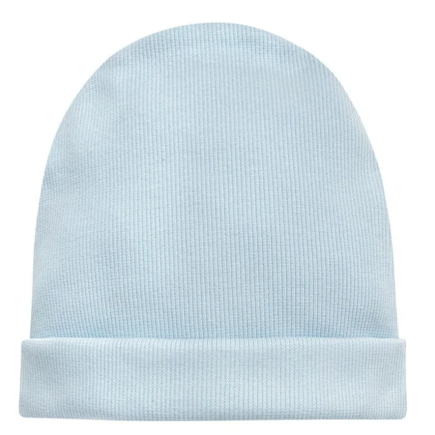 Czapka dziecięca beanie z prążkowanej bawełny niebieska - Daisy Pinokio