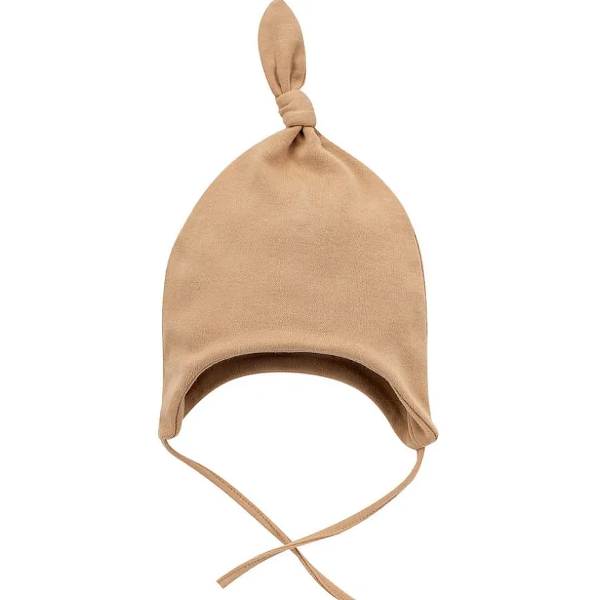 Czapka niemowlęca z supełkiem wiązana pod szyją Brąz Wooden Ponny | Pinokio