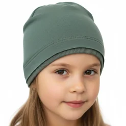 Czapka z dresówki dla niemowląt i dzieci Miki/ Khaki - Dolce Sonno
