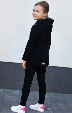 Czarna bluza dziewczęca rozpinana z kapturem  Cocco - Wualaa by dolce sonno