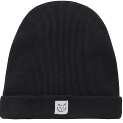 Czarna czapka dziecięca beanie z prążkowanej bawełny - Tres Bien Pinokio