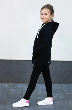 Czarne legginsy prążkowane dla dziewczynki Poppy - Dolce Sonno