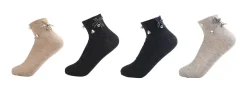 Damskie, krótkie, czarne skarpetki z ozdobami kokardki - Be Snazzy