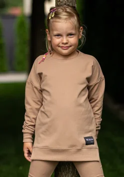 Długa bluza dla dzieci z dłuższym tyłem Little Ana/Kawa - Wualaa by dolce sonno