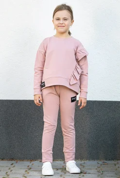 Dziewczęca bluza dresowa z falbaną Lolly/Blush - Wualaa by dolce sonno