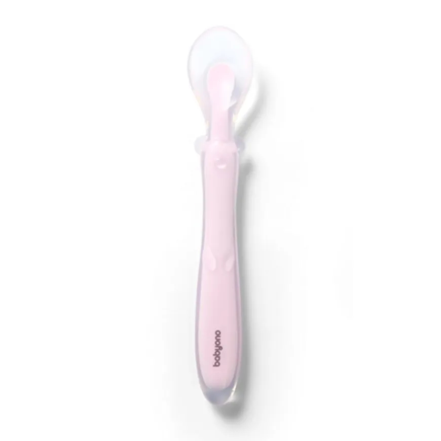 Elastyczna silikonowa łyżeczka - różowa | Babyono 785-03