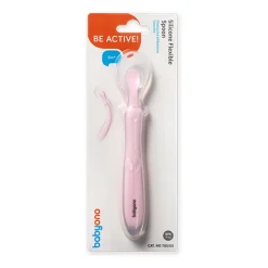 Elastyczna silikonowa łyżeczka - różowa | Babyono 785-03