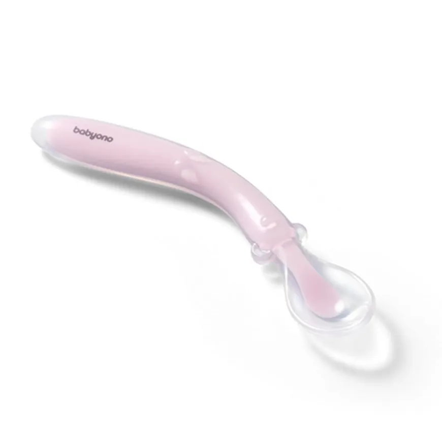 Elastyczna silikonowa łyżeczka - różowa | Babyono 785-03
