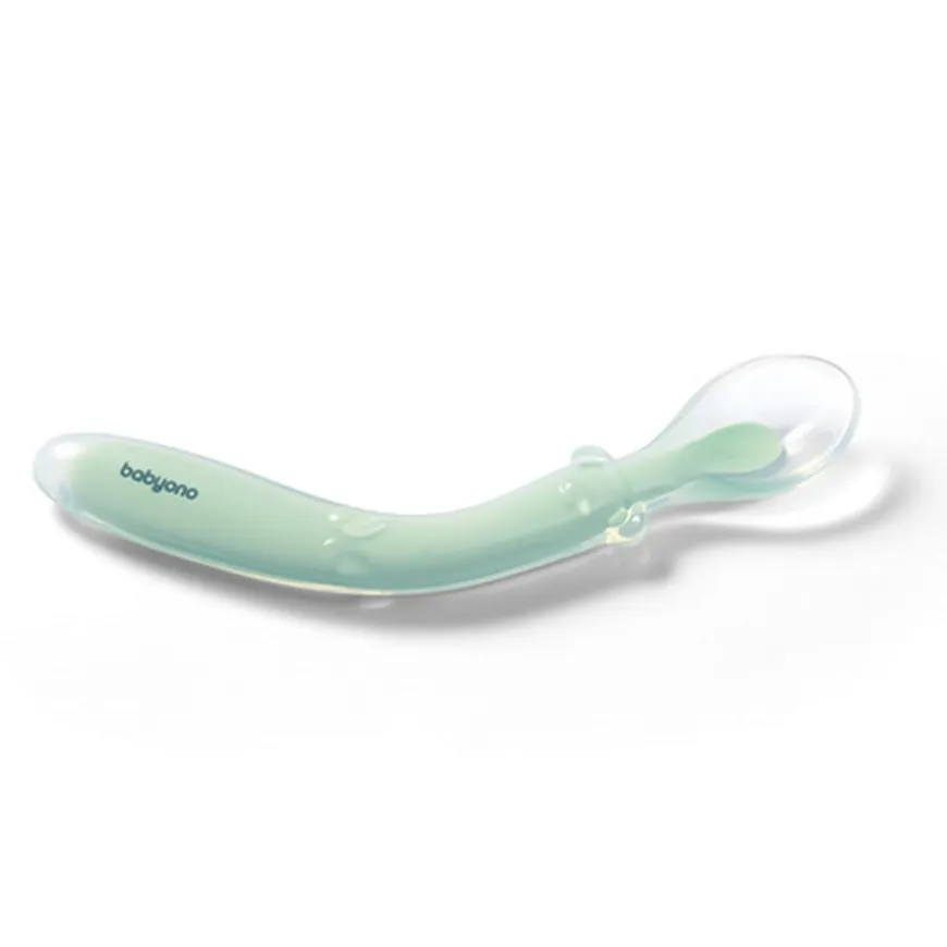 Elastyczna silikonowa łyżeczka - zielona | Babyono 785-02