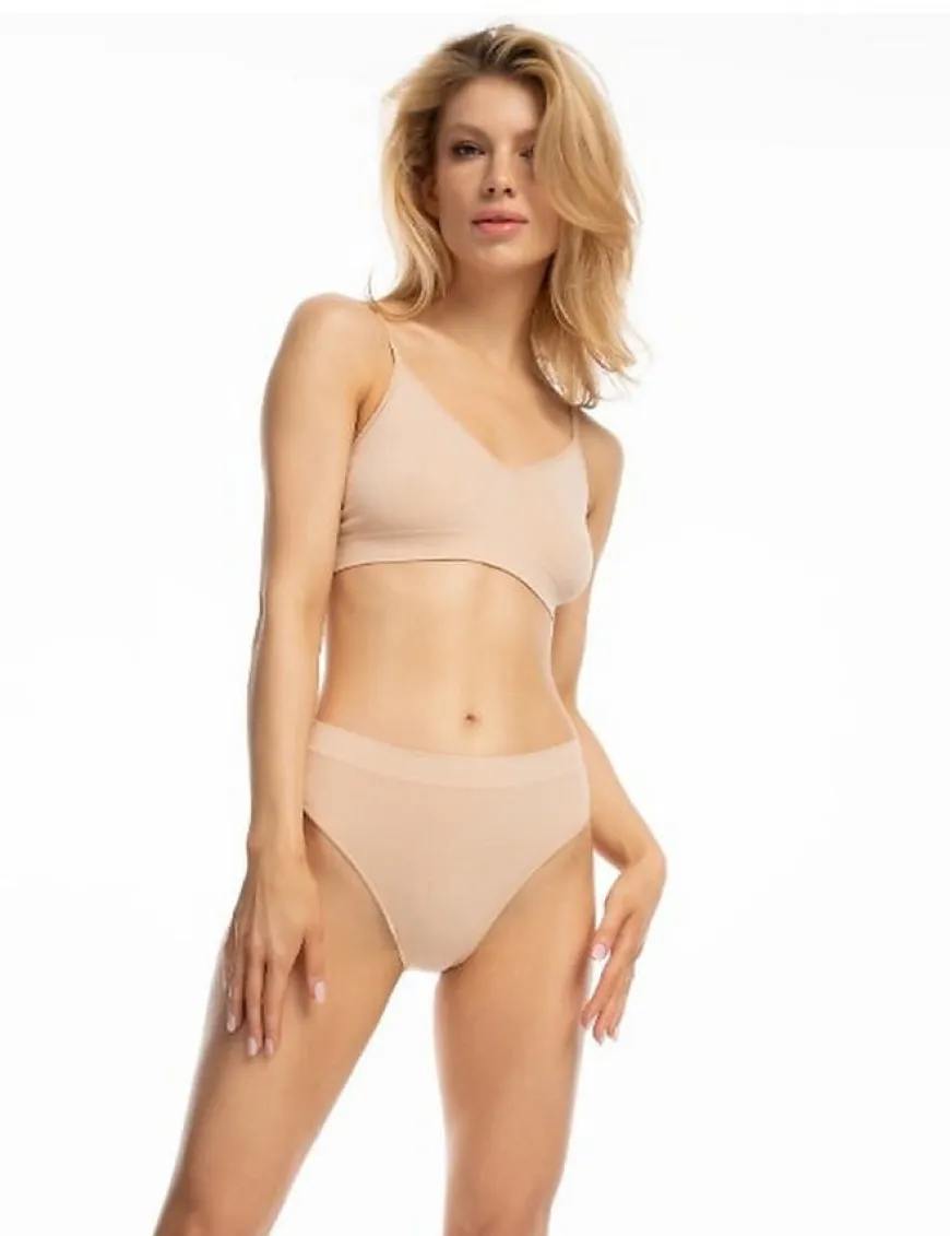 Figi damskie Bamboo bikini - beżowe | Julimex