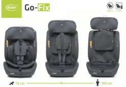 Fotelik samochodowy GO FIX 76 - 150cm DARK GRAPHITE I-SIZE 4BABY
