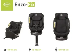 Fotelik samochodowy z obrotową bazą ENZO-FIX 40 - 150cm BLACK I-SIZE 4BABY