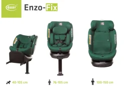 Fotelik samochodowy z obrotową bazą ENZO-FIX 40 - 150cm DARK GREEN I-SIZE 4BABY