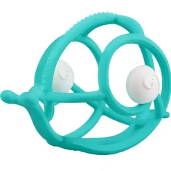 Gryzak silikonowy z grzechotką ślimak teal | Mombella 00604