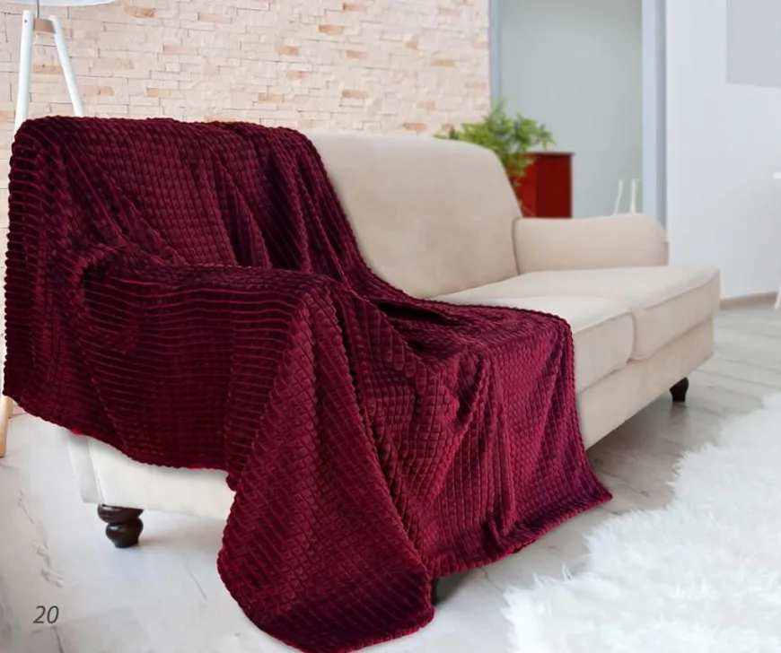 Koc wytłaczany 150x200cm Diamond - Bordowy | Matex TM0421 20