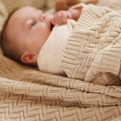 Kocyk niemowlęcy 100% Bawełna organiczna - beżowy | Babyono  1647/03