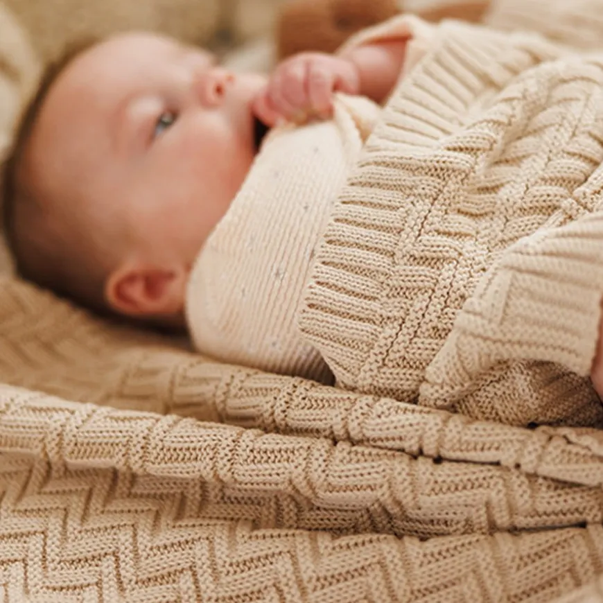 Kocyk niemowlęcy 100% Bawełna organiczna - beżowy | Babyono 1647/03