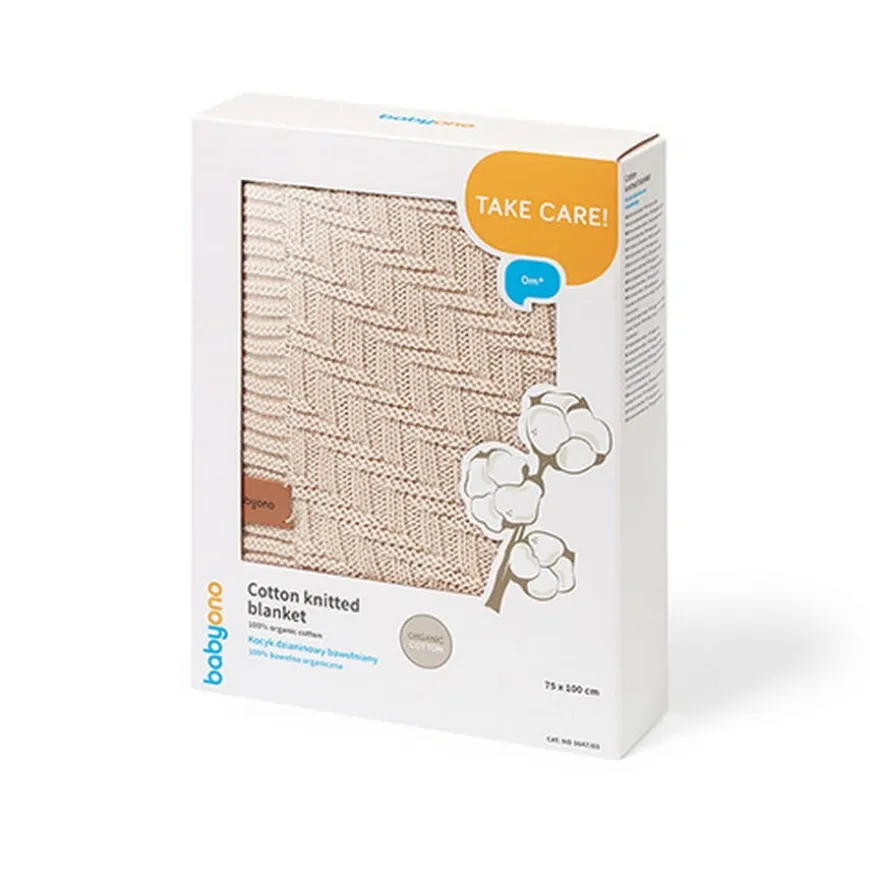 Kocyk niemowlęcy 100% Bawełna organiczna - beżowy | Babyono 1647/03