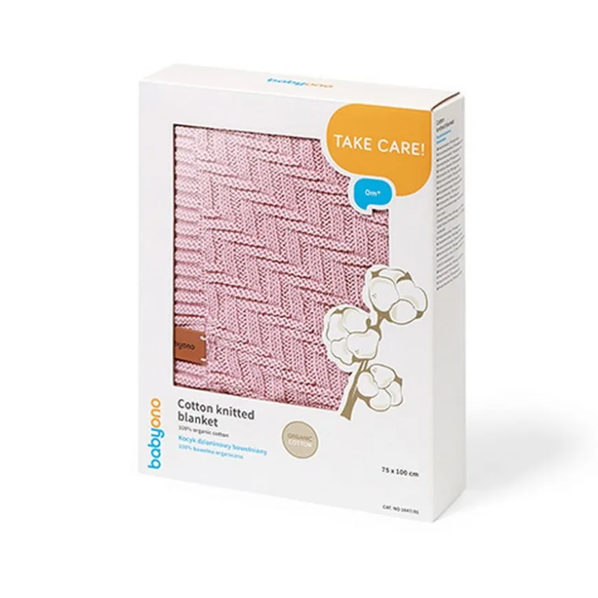 Kocyk niemowlęcy 100% Bawełna organiczna - różowy | Babyono 1647/01