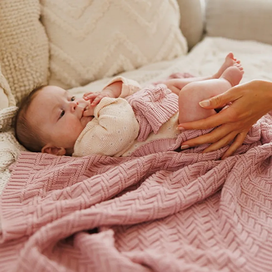 Kocyk niemowlęcy 100% Bawełna organiczna - różowy | Babyono 1647/01