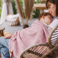 Kocyk niemowlęcy 100% Bawełna organiczna - różowy | Babyono 1647/01