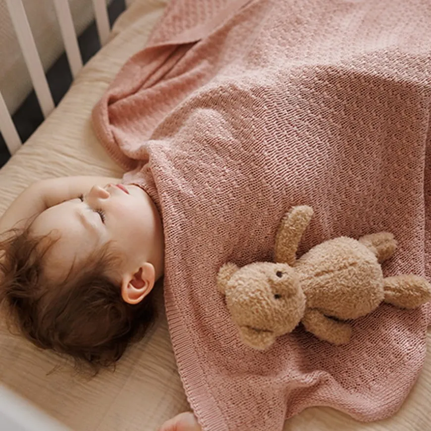 Kocyk niemowlęcy z włókna bambusowego 75x100 cm - Różowy | Babyono 1673/01