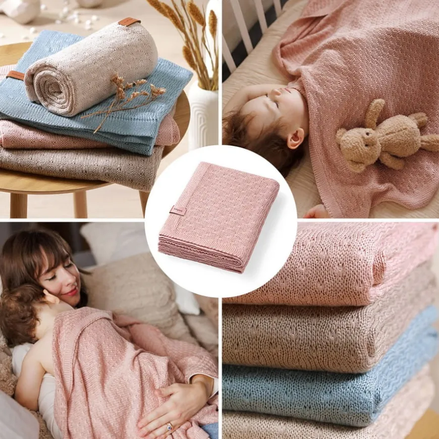 Kocyk niemowlęcy z włókna bambusowego 75x100 cm - Różowy | Babyono 1673/01