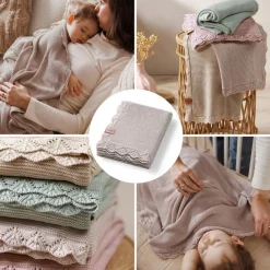 Kocyk niemowlęcy z włókna bambusowego 75x100 cm - beżowy | Babyono  1674/03