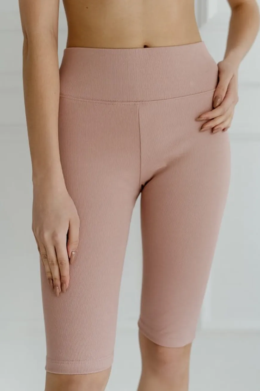 Kolarki, krótkie legginsy prążkowane Dolly/Blush - Dolce Sonno
