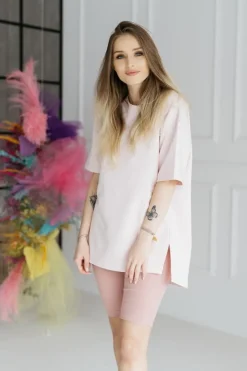 Kolarki, krótkie legginsy prążkowane Dolly/Blush - Dolce Sonno