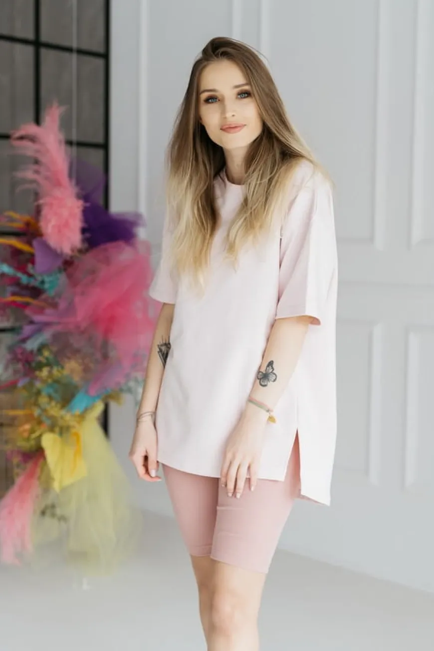 Kolarki, krótkie legginsy prążkowane Dolly/Blush - Dolce Sonno