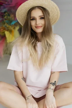 Kolarki, krótkie legginsy prążkowane Dolly/Blush - Dolce Sonno