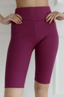 Kolarki,  krótkie legginsy prążkowane Dolly/Amarant - Dolce Sonno