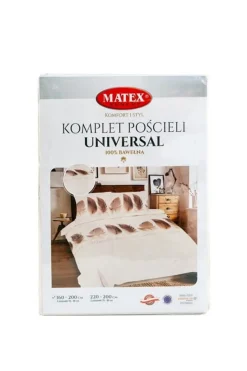 Komplet wzorzystej pościeli bawełnianej beżowe pióra - Universal | Matex 05