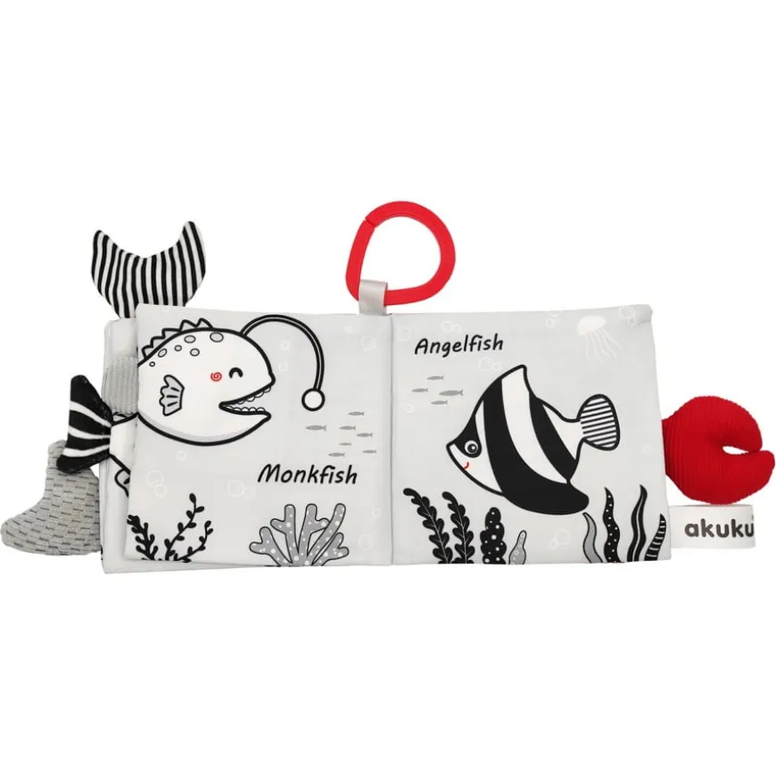 Kontrastowa książeczka sensoryczna, Marine animals | A0480 Akuku