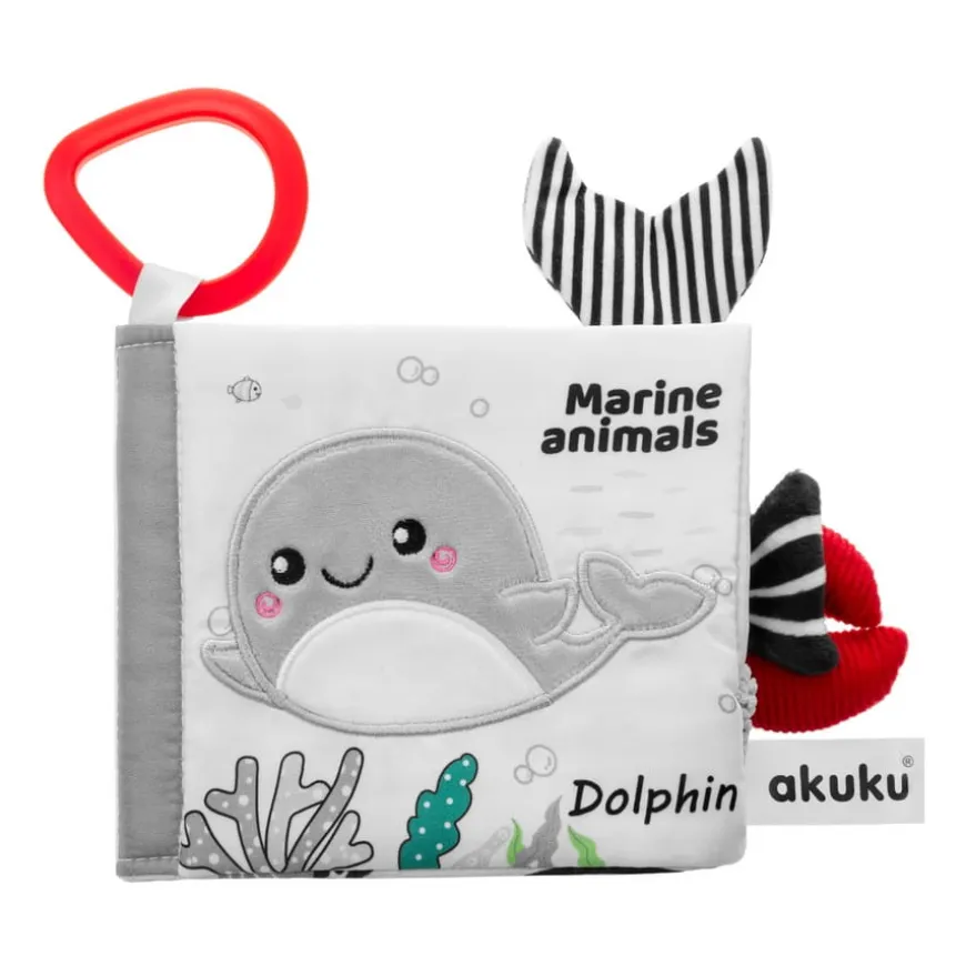 Kontrastowa książeczka sensoryczna, Marine animals | A0480 Akuku