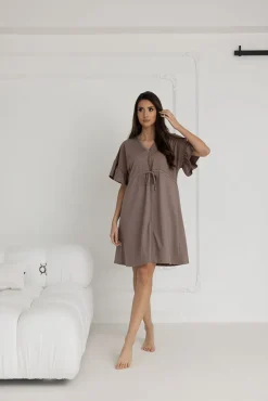 Koszula nocna ciążowa i do karmienia Celine / Taupe - Dolce Sonno