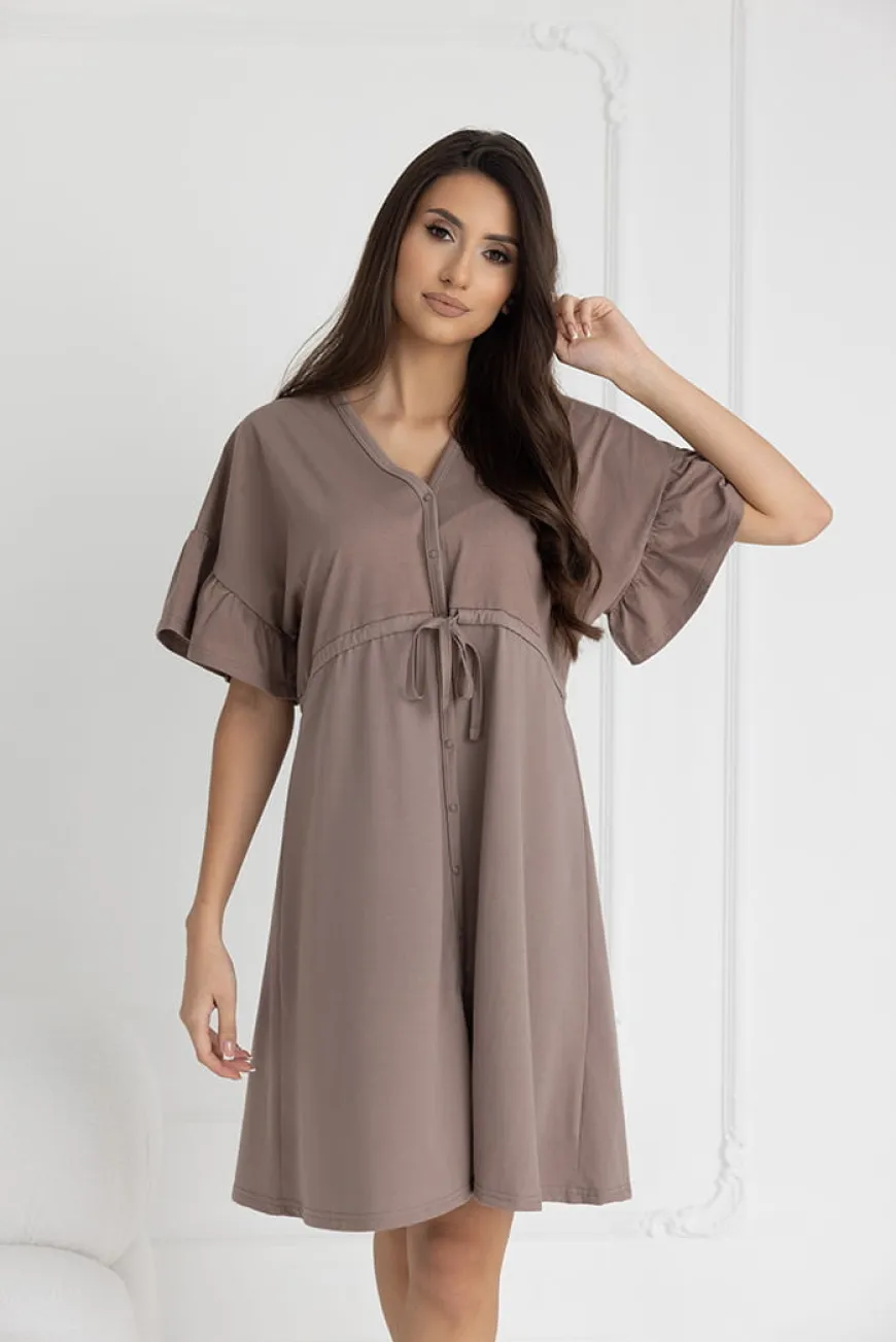 Koszula nocna ciążowa i do karmienia Celine / Taupe - Dolce Sonno