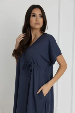 Koszula nocna ciążowa i do karmienia Rebeca / Deep Blue - Dolce Sonno