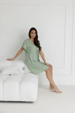 Koszula nocna ciążowa i do karmienia Rebeca / Szałwia - Dolce Sonno