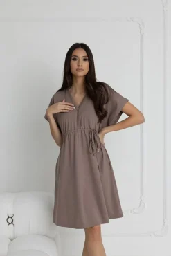 Koszula nocna ciążowa i do karmienia Rebeca / Taupe - Dolce Sonno