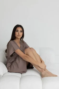 Koszula nocna ciążowa i do karmienia Rebeca / Taupe - Dolce Sonno