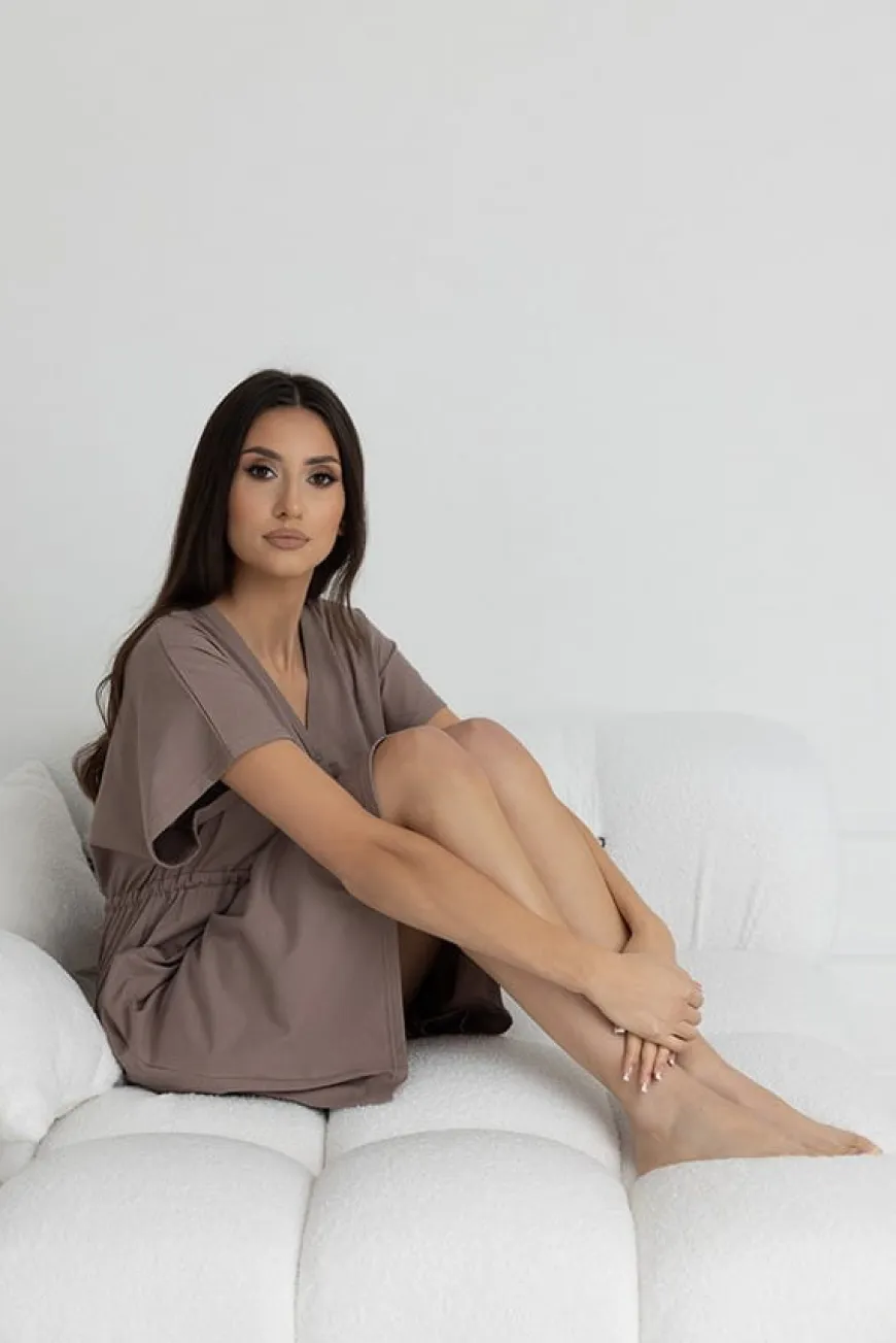 Koszula nocna ciążowa i do karmienia Rebeca / Taupe - Dolce Sonno