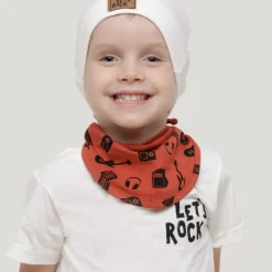Koszulka z krótkim rękawem T-shirt dziecięcy ecru z napisem - Let's Rock | Pinokio