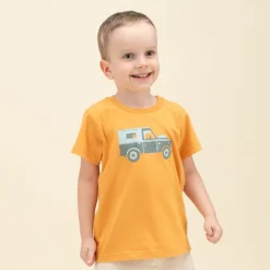 Koszulka z krótkim rękawem T-shirt dziecięcy miodowy z autkiem - Safari Pinokio