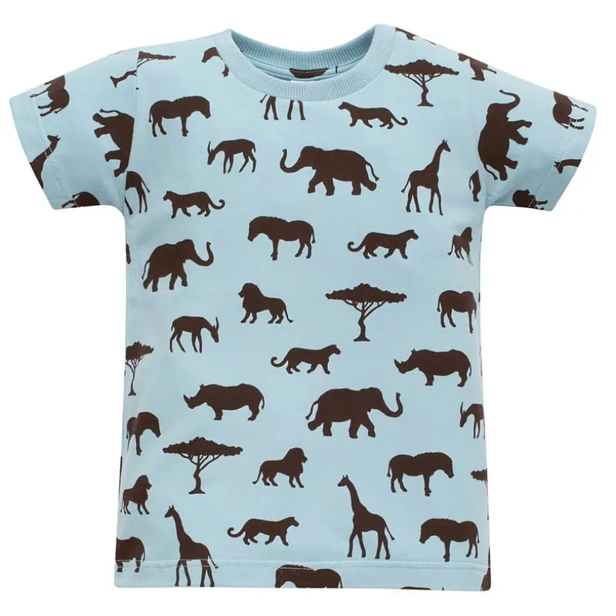 Koszulka z krótkim rękawem T-shirt dziecięcy niebieskie zoo - Safari Pinokio